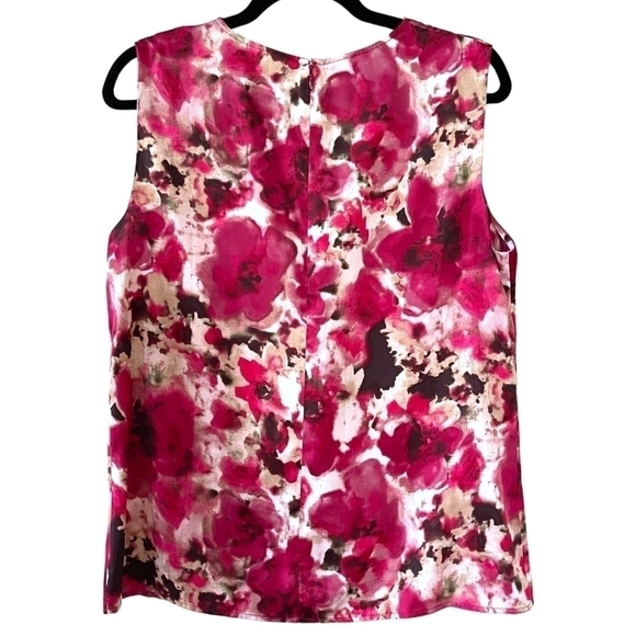 JONES NEW YORK Raspberry Print & Ruffle Sleeveless Blouse Size 10 - Picture 4 of 4